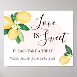 Póster El amor es dulce mesa de postres ducha Bodas Lemon