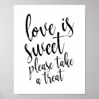 El amor es dulce, por favor tome un regalo Letrero