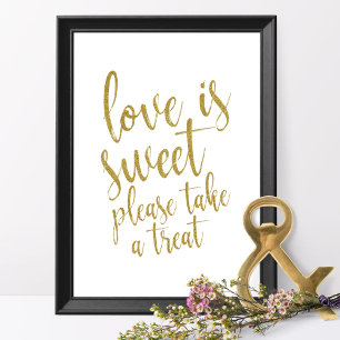 Póster El amor es dulce, por favor tome un regalo Letrero