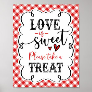 Póster El Amor Es Dulce Rojo Gingham Picnic Lo Hago Poste