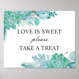 Póster El amor es dulce toma un regalo. Suculentas de men
