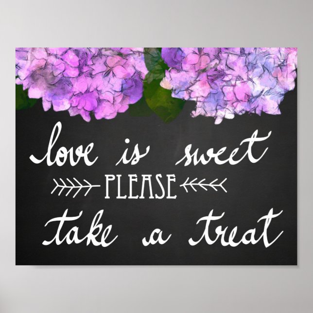 Póster El Amor Es Dulce Toma Un Trato Boda De Chalkboard (Frente)