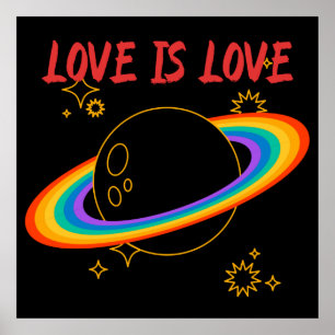 Póster El amor es el amor. Planeta arcoiris. LGBTQ+orgull