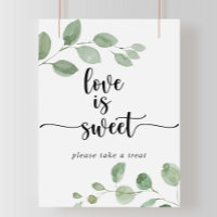 El amor es el dulce Rótulo de Eucalipto Verde Deli
