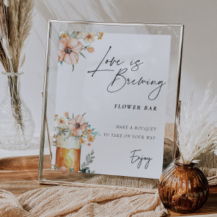 Póster El amor es la flor de Rótulo bar ducha de novias