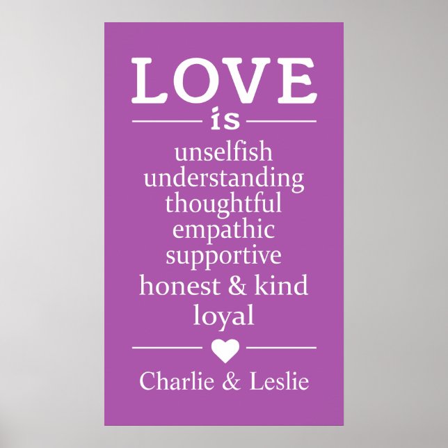 Póster El amor es... nombres personalizados y poster de c (Frente)