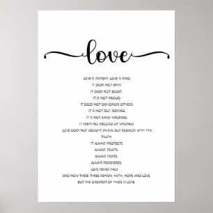 Póster El amor es paciente, el amor es amable, amor, vers