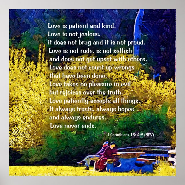 Póster El amor es paciente: Pareja en el parque (Frente)