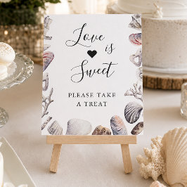 Póster El amor es postre dulce acuarela concha marina bla