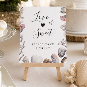 Póster El amor es postre dulce acuarela concha marina bla