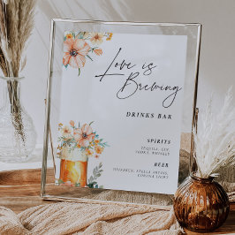 Póster El amor es preparar bebidas bar Rótulo ducha de no