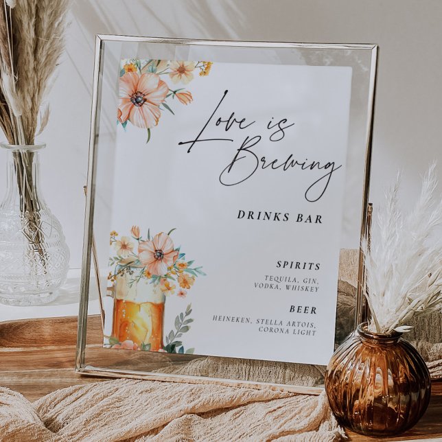 Póster El amor es preparar bebidas bar Rótulo ducha de no (Subido por el creador)
