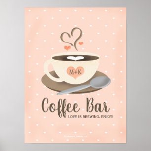 Póster El amor es preparar café bar