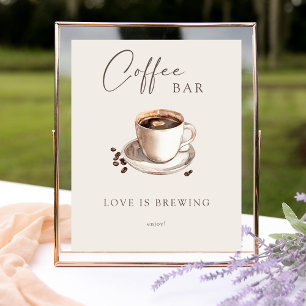 Póster El amor es preparar el Rótulo Cofee Bar