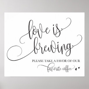 Póster El amor es producir café bar Rótulo Boda