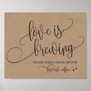 Póster El amor es producir café bar Rótulo Boda
