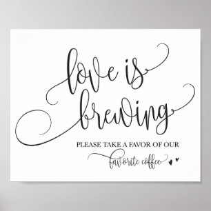 Póster El amor es producir café bar Rótulo Boda