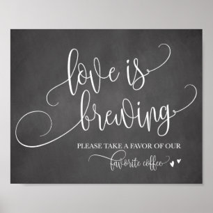 Póster El amor es producir café bar Rótulo Boda