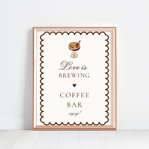 Póster El amor es producir café bar Rótulo de ducha de no