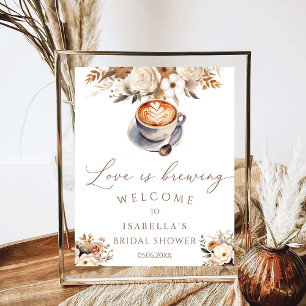 Póster El amor es producir café Bienvenida a la ducha de 