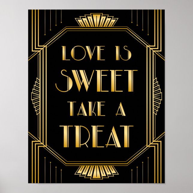 Póster El amor es Rótulo Boda dulce | Gatsby Art Deco (Frente)