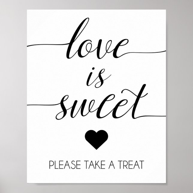 Póster El amor es Rótulo Boda dulce | Imprimir tabla de t (Frente)