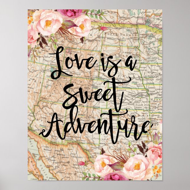 Póster El amor es un dulce poster de aventura (Frente)