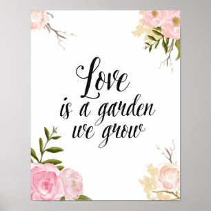 Póster El amor es un jardín floral romántica