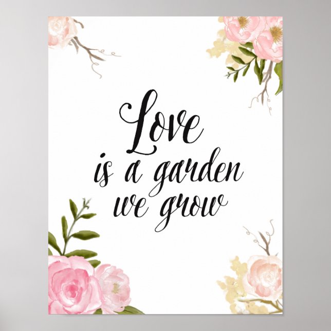 Póster El amor es un jardín floral romántica (Frente)
