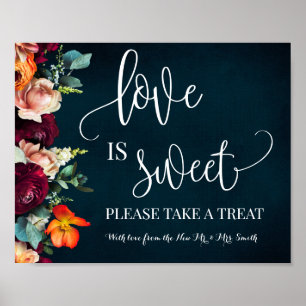 Póster El amor es vino de mesa de postre dulce Navy Boda