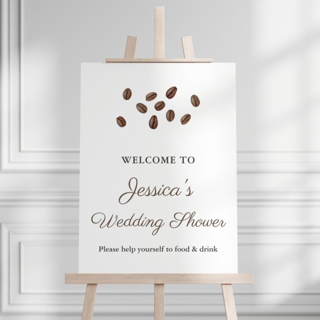Póster El amor está elaborando un signo de bienvenida de  (Coffee Beans Wedding Shower or Bridal Shower Welcome Sign)