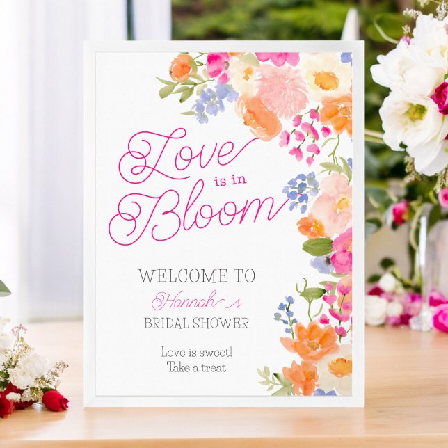 Póster El amor está en flor flores silvestres floral bien (Love is in bloom wildflowers floral bridal welcome poster)