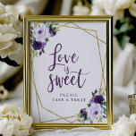 Póster El Amor Floral De Oro Púrpura Es Rótulo Dulce<br><div class="desc">El Amor Floral De Oro Púrpura Es Rótulo Dulce</div>