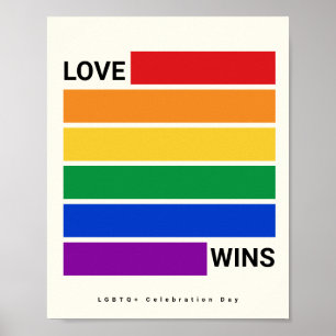 Póster El amor gana colores arcoiris LGBTQ