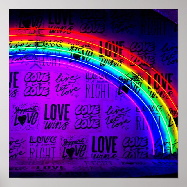Póster El amor gana el orgullo gay LBGQT Rainbow (Frente)