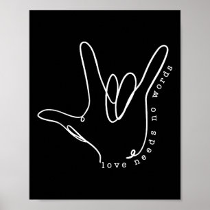 Póster El Amor No Necesita Palabra Asl Autismo Conciencia