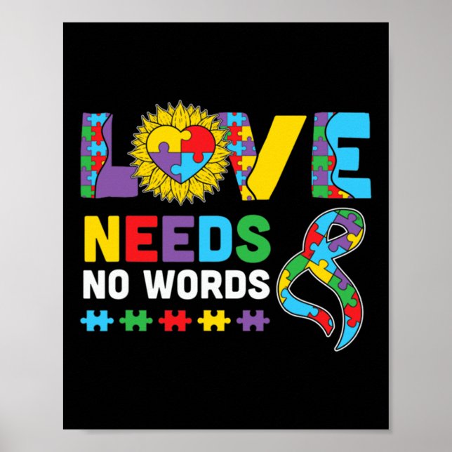 Póster El amor no necesita palabras ASL Autism Awareness  (Frente)