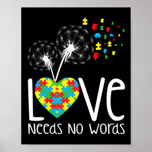 Póster El amor no necesita palabras autismo conciencia ro