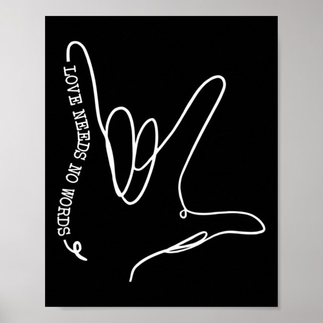 Póster El amor no necesita palabras de autismo ASL Concie (Frente)