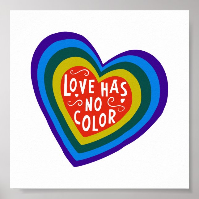 Póster El amor no tiene color contra el racismo/discrimin (Frente)