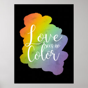 Póster El amor no ve ninguna cita de color negro arcoiris
