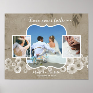 Póster El amor nunca falla Boda Collage de fotos Poster