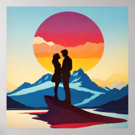Póster El amor por el paisaje de las montañas retro