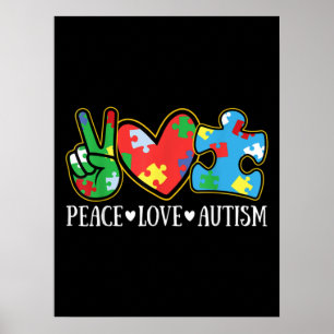 Póster El amor por la paz el autismo rompe el autismo de
