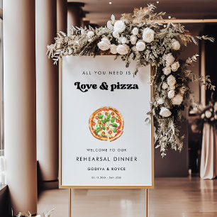 Póster El amor retro y la cena de Pizza.