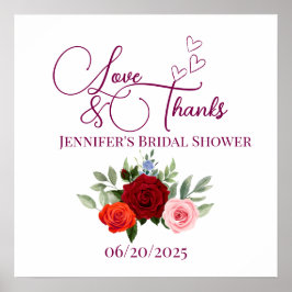 Póster El amor rojo minimalista y el agradecimiento a la 