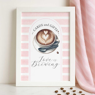Póster El amor rosado está preparando tarjetas de ducha d