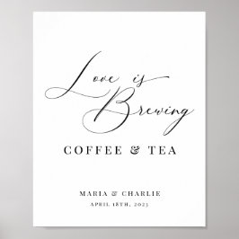 Póster El amor se está fabricando Boda negro moderno café