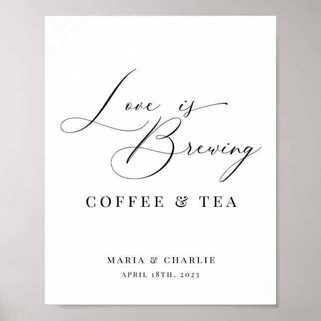 Póster El amor se está fabricando Boda negro moderno café (Frente)