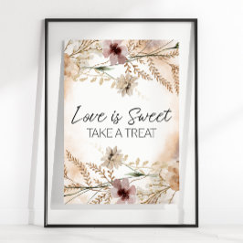 Póster El Amor Vintage Tiny Floral Boda Es Un Favor Dulce